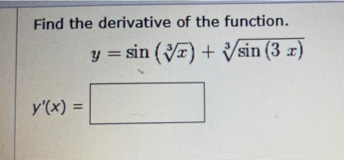 derivative of y sin x 3