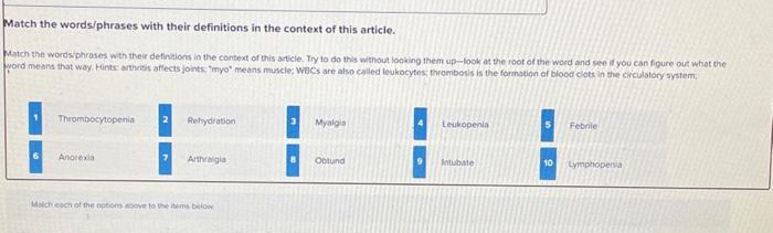 Solved Match the words/phrases with their definitions in the | Chegg.com