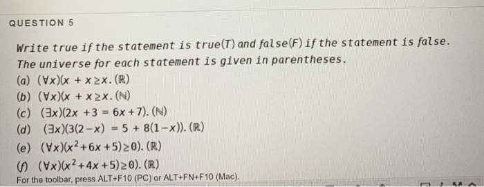 Solved Question 5 Write True If The Statement Is True T Chegg Com