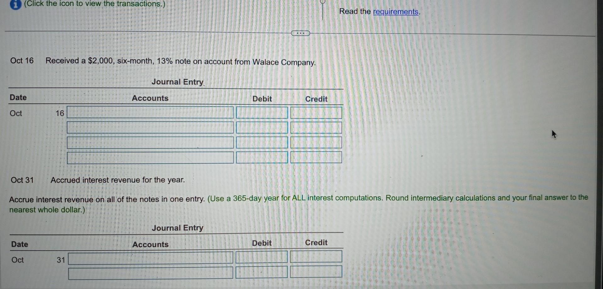 Solved Review the following note receivable transactions in | Chegg.com