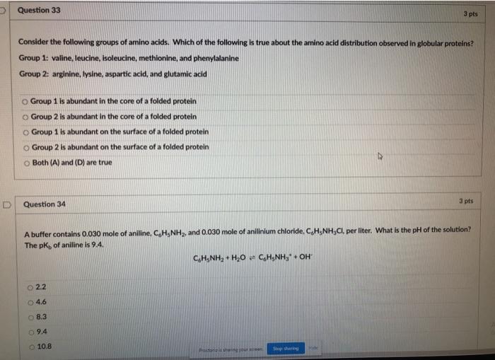 Solved > Question 33 3 pts Consider the following groups of | Chegg.com