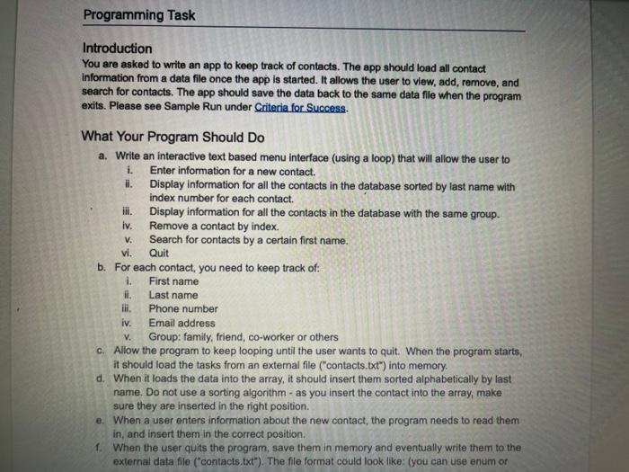 Solved Introduction You are asked to write an app to keep | Chegg.com