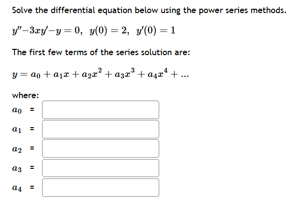 Solved Solve the differential equation below using the power | Chegg.com