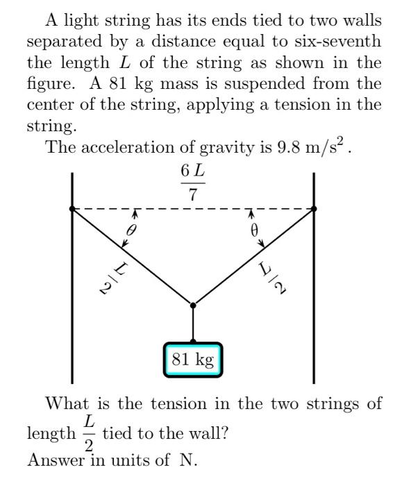 Solved A light string has its ends tied to two walls | Chegg.com