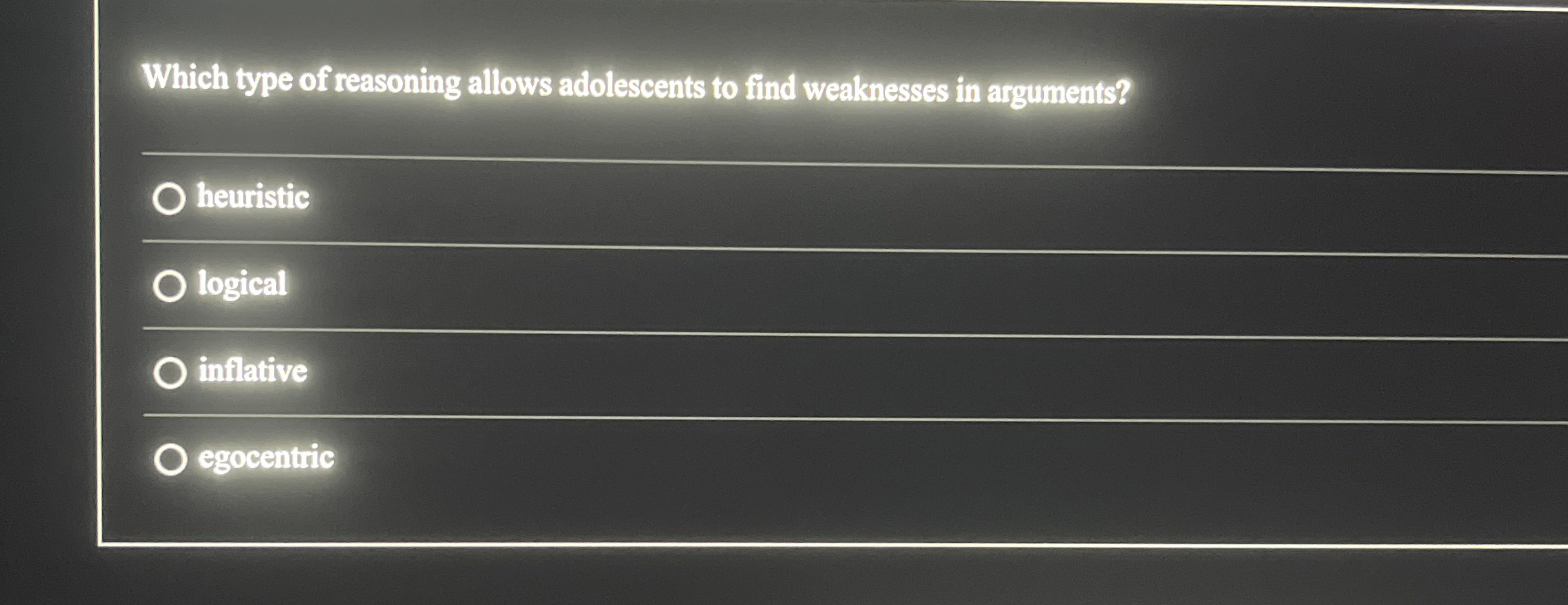 Solved Which type of reasoning allows adolescents to find | Chegg.com