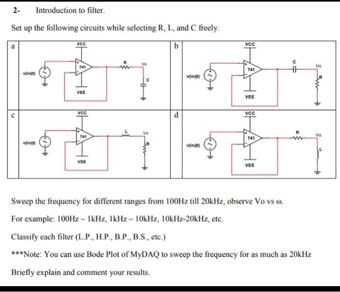 Solved 2- Introduction to filter. Set up the following | Chegg.com