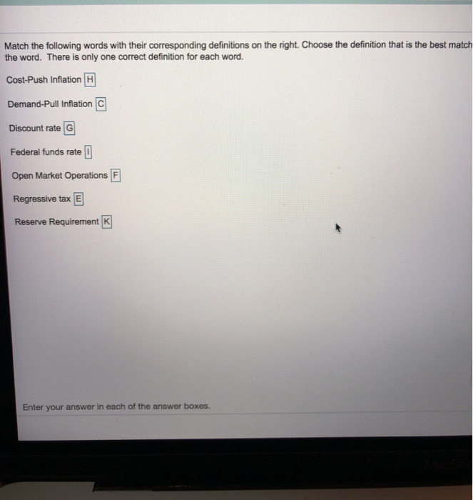 Solved Match the following words with their corresponding | Chegg.com