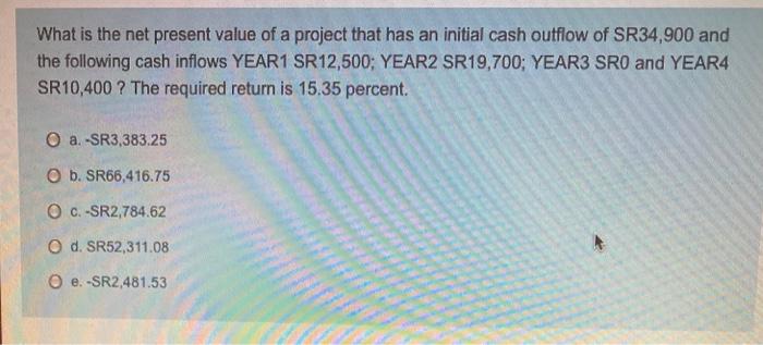Solved What is the net present value of a project that has | Chegg.com