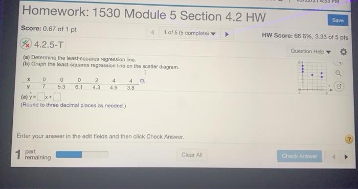 Solved PM Homework: 1530 Module 5 Section 4.2 HW Save Score: | Chegg.com