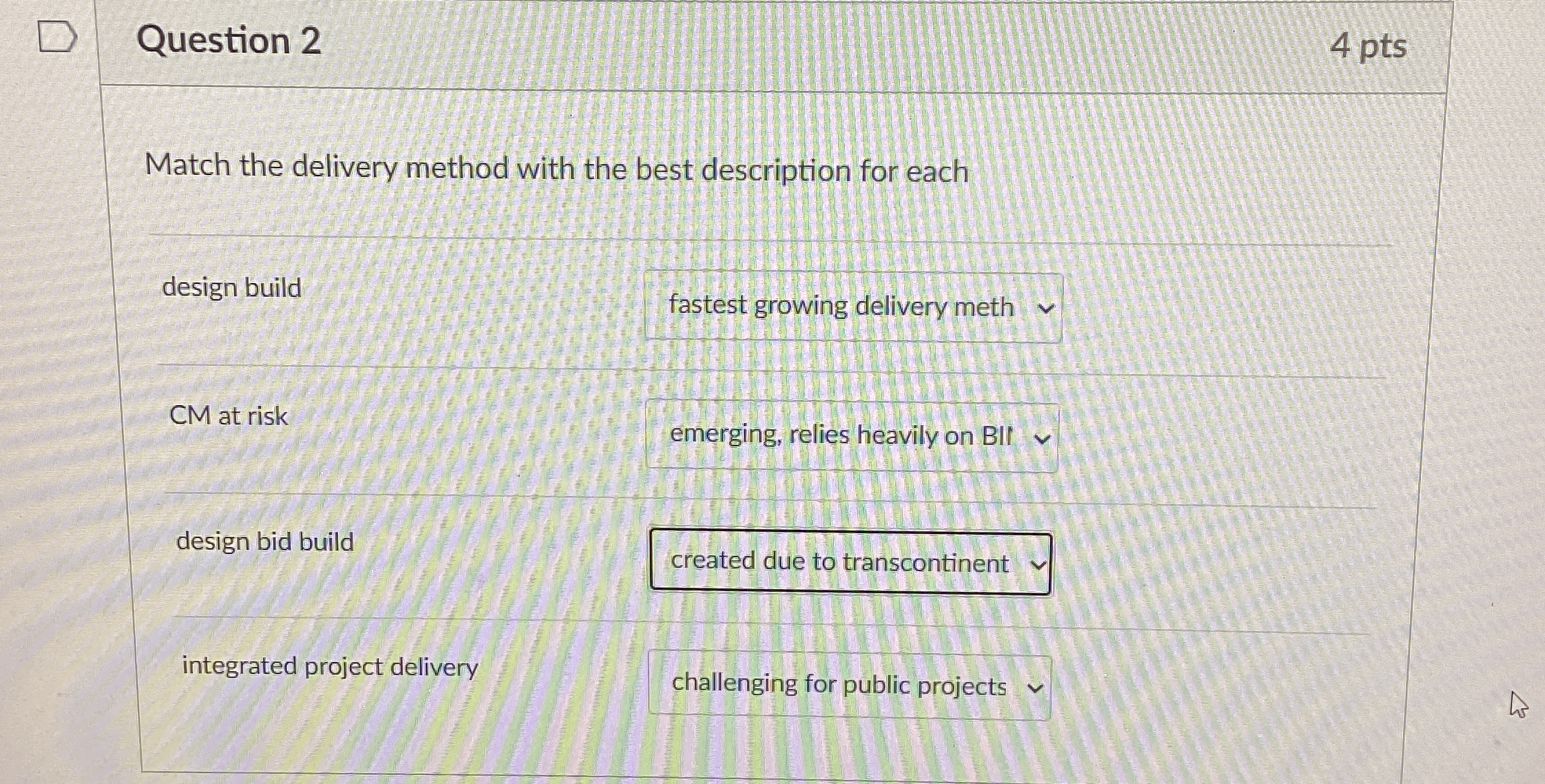 Solved Question 24 ﻿ptsMatch the delivery method with the | Chegg.com
