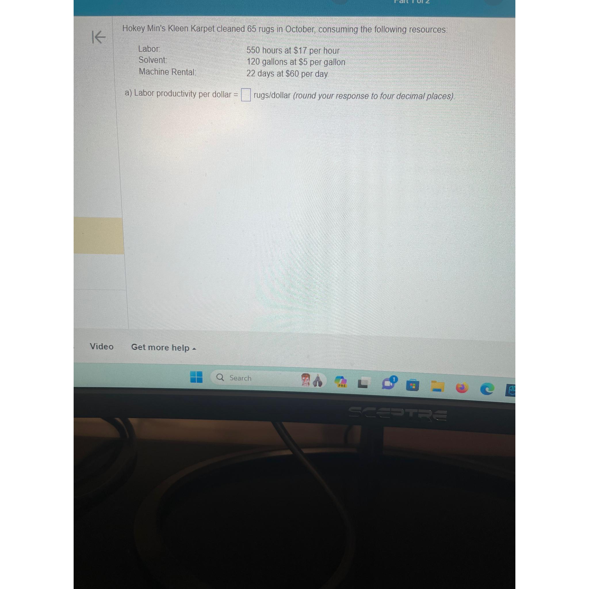 Solved Hokey Min's Kleen Karpet cleaned 65 ﻿rugs in October,