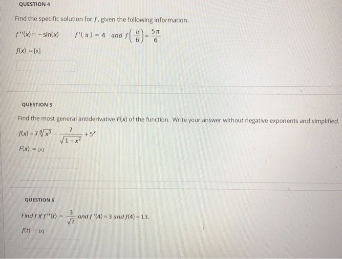 Solved QUESTION 4 Find the specific solution for f. given | Chegg.com