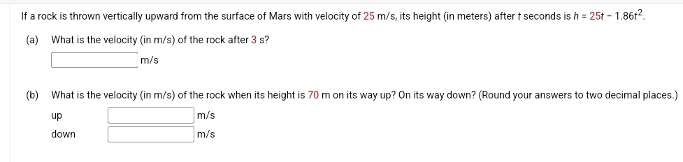 Solved If a rock is thrown vertically upward from the | Chegg.com