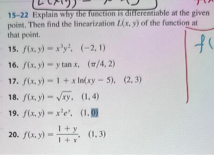 Solved 15-22 Explain why the function is differentiable at | Chegg.com