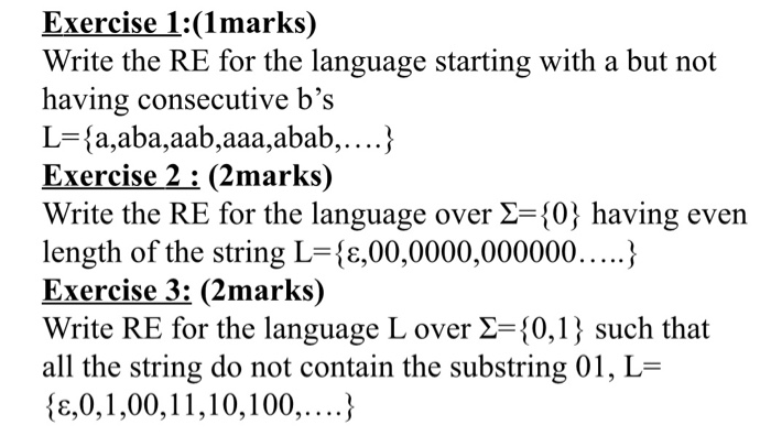 Solved Exercise 1 1marks Write The Re For The Language Chegg Com - ÑÐºÐ°Ñ‡Ð°Ñ‚ÑŒ como ejecutar scripts en roblox slurp 29