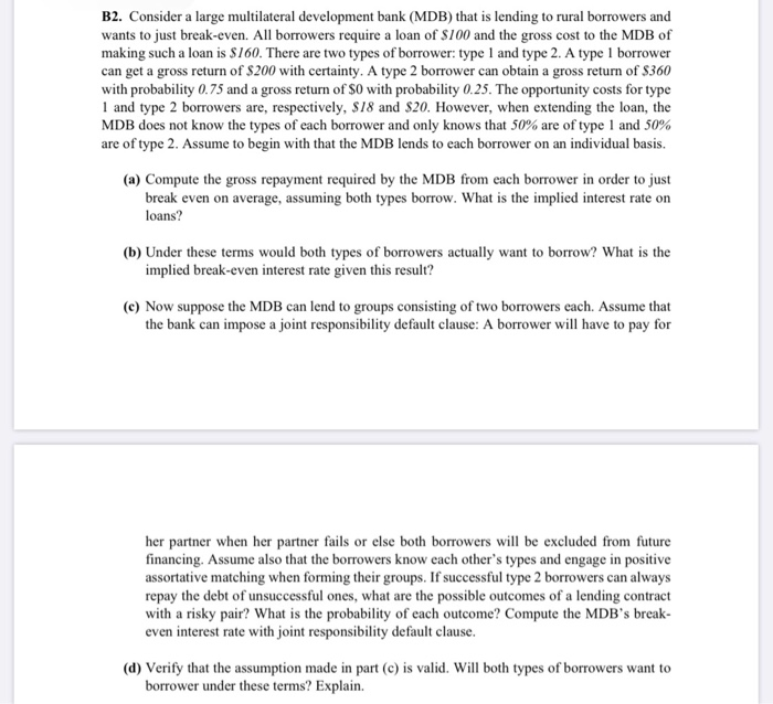 B2 Consider A Large Multilateral Development Bank Chegg Com