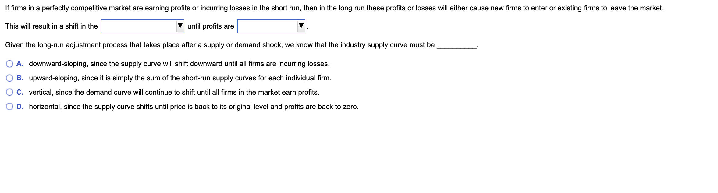 Solved This will result in a shift in the until profits | Chegg.com