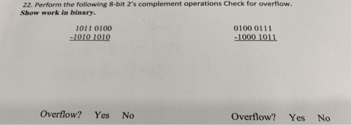 Solved 22. Perform the following 8-bit 2's complement | Chegg.com