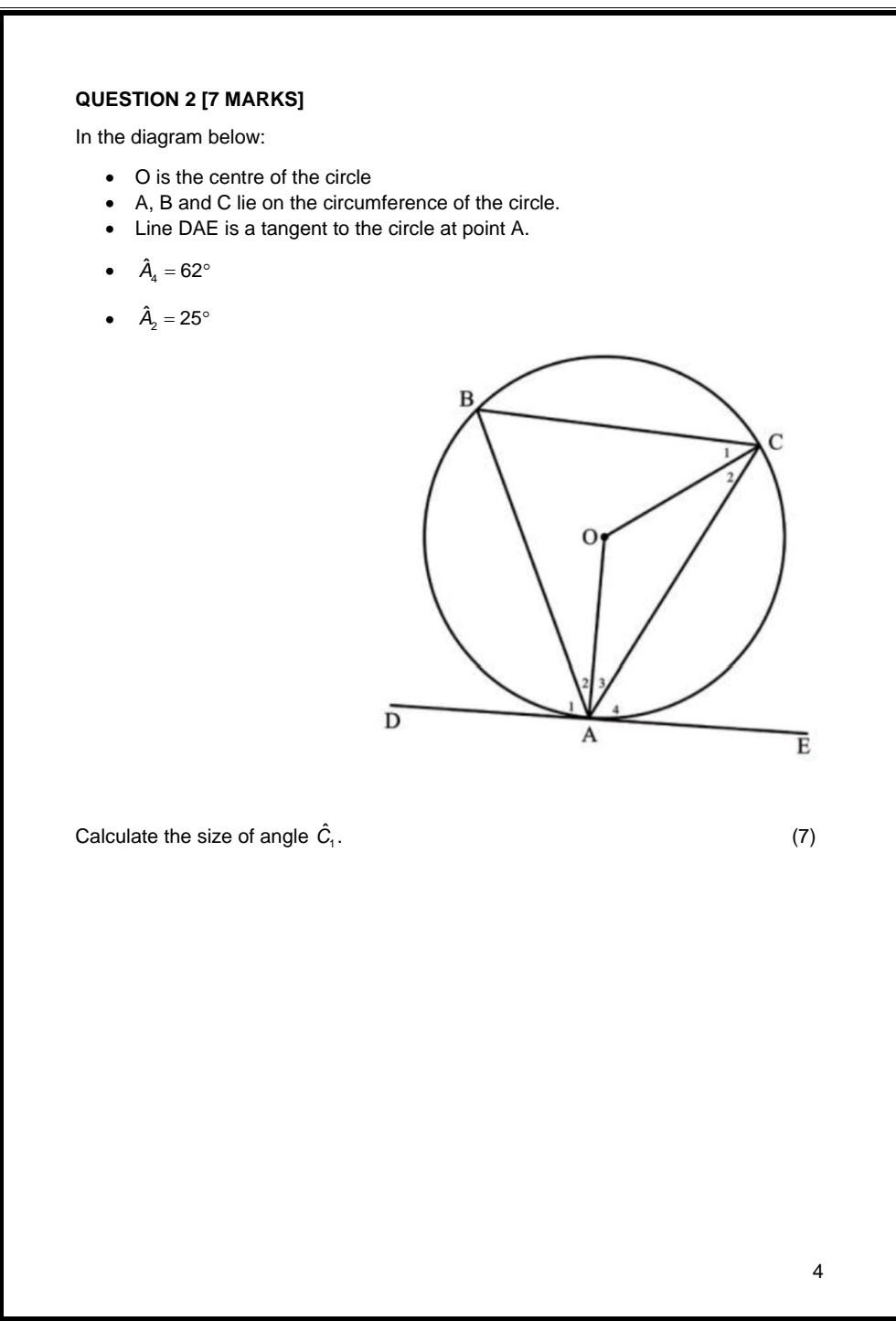 Solved QUESTION 2 [7 MARKS] In the diagram below: - O is the | Chegg.com