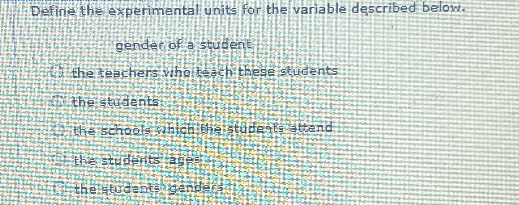 define experimental unit quizlet