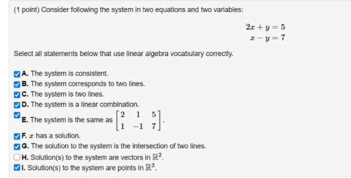 Solved (1 point) Consider following the system in two | Chegg.com