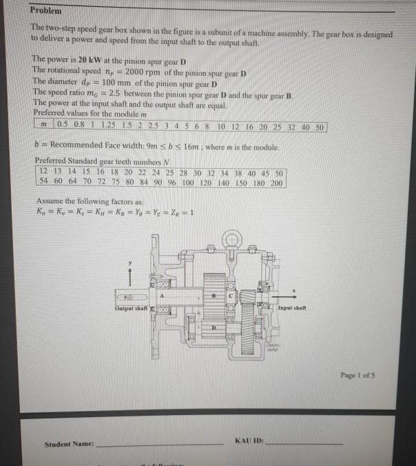 Problem The two-step speed gear box shown in the | Chegg.com