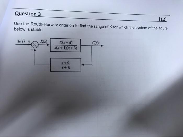 Solved Use The Routh-Hurwitz Criterion To Find The Range Of | Chegg.com