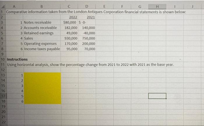 Solved А B с DEF G H 1 Comparative information taken from | Chegg.com