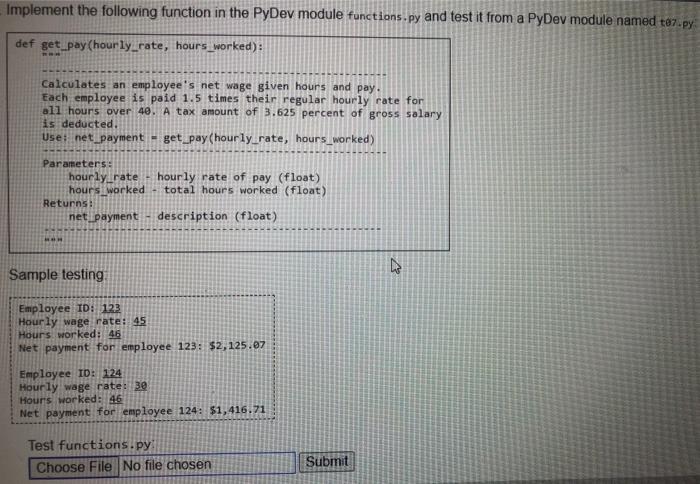 Solved Implement the following function in the PyDev module | Chegg.com