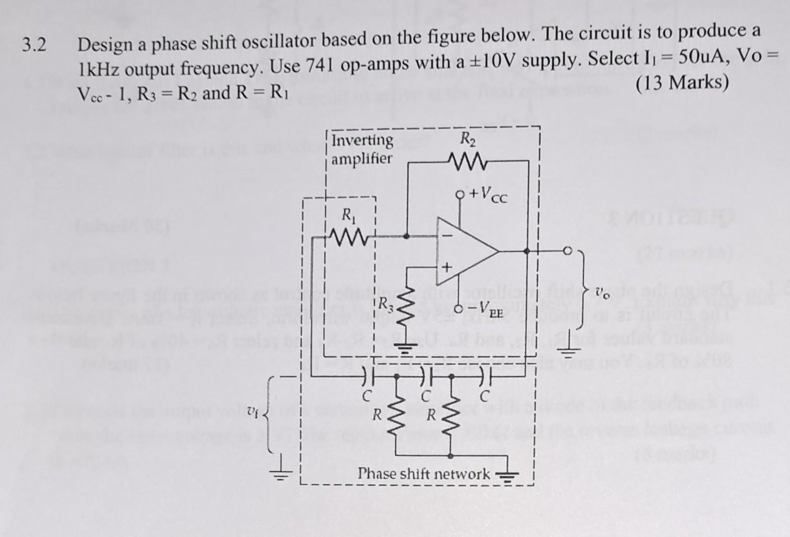Solved Design a phase shift oscillator based on the figure | Chegg.com