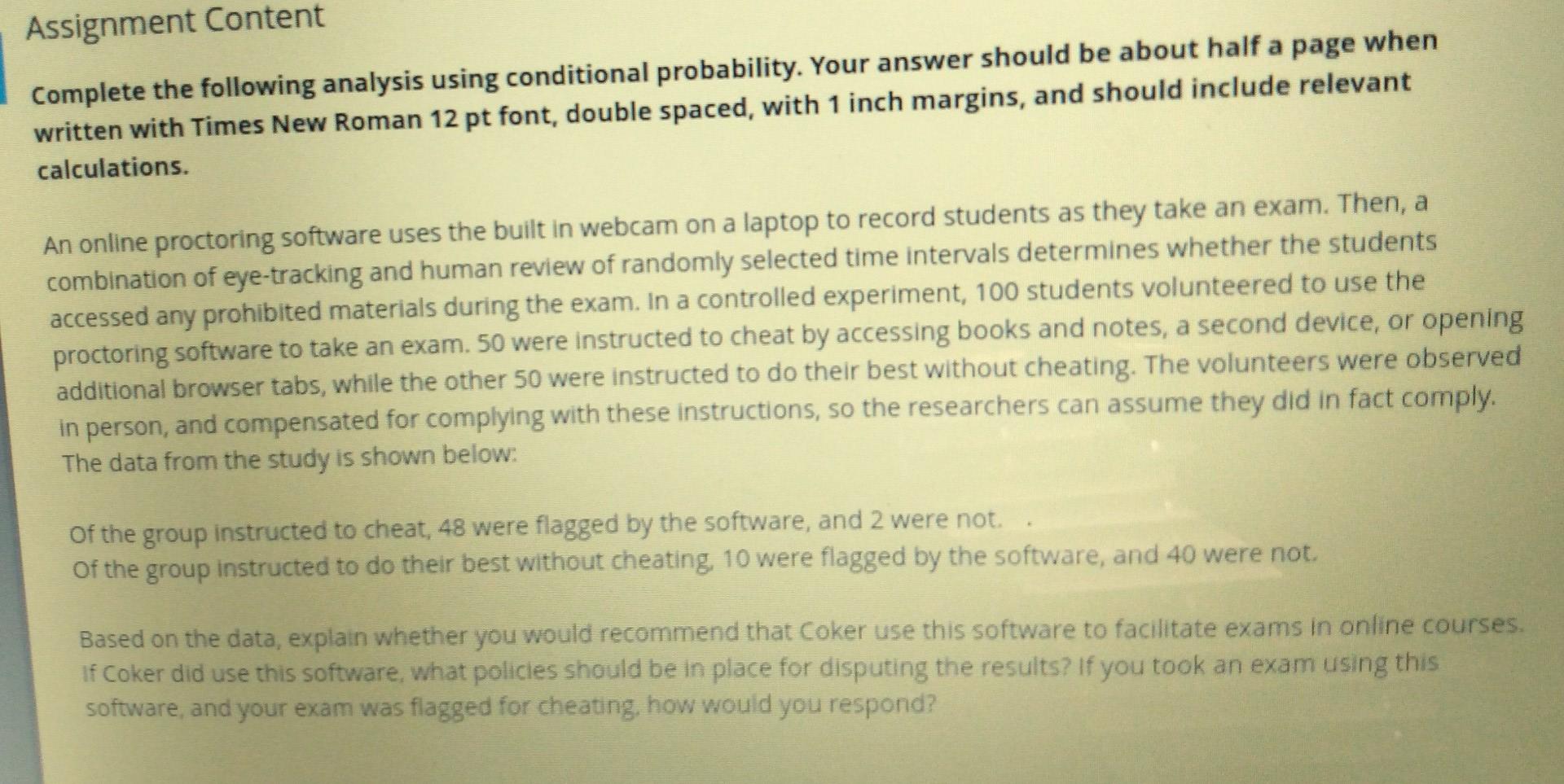 Solved Assignment Content Complete the following analysis | Chegg.com