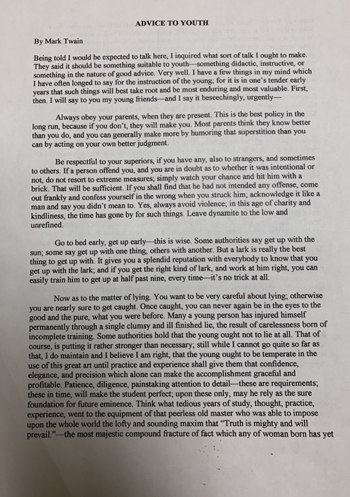 Irony in advice to youth picture