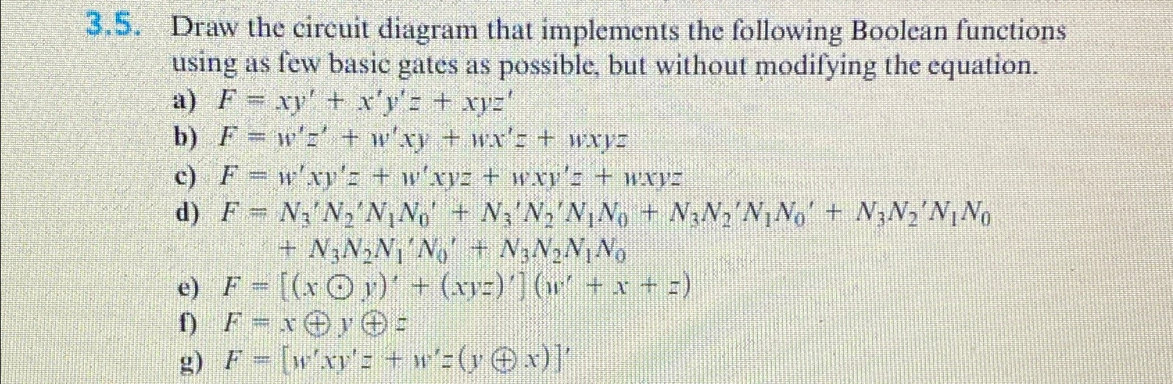 Solved 3.5. ﻿Draw the circuit diagram that implements the | Chegg.com