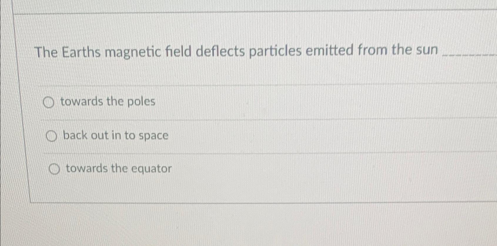 Solved The Earths magnetic field deflects particles emitted | Chegg.com