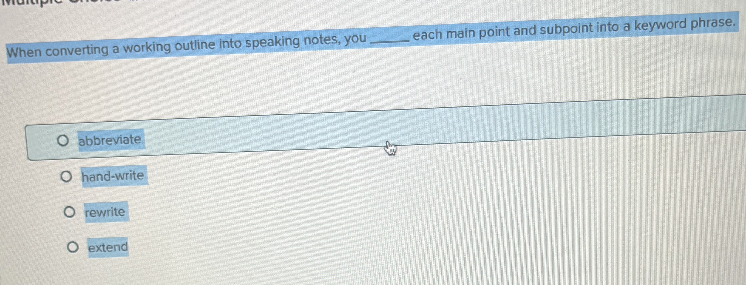 Solved When converting a working outline into speaking | Chegg.com