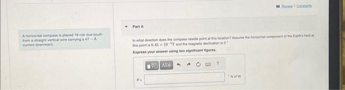 Solved A horizontal compass is placed ig cm due soven from a | Chegg.com