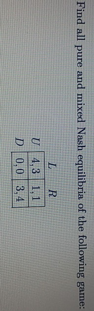 Solved Find all pure and mixed Nash equilibria of the | Chegg.com