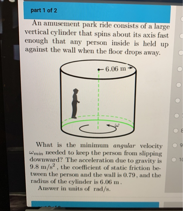 Solved part 1 of 2 An amusement park ride consists of a | Chegg.com