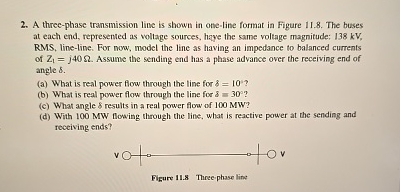 Solved A three-phase transmission line is shown in one-line | Chegg.com
