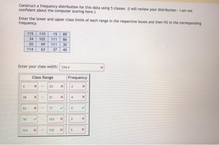 Solved Construct A Frequency Distribution For This Data | Chegg.com