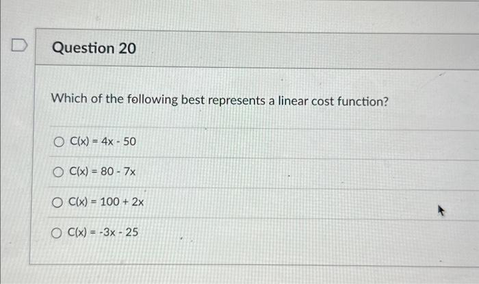 Solved Question 20 Which of the following best represents a | Chegg.com