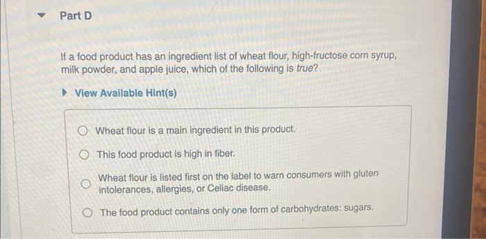 Solved If the Nutrition Facts panel on a food label | Chegg.com