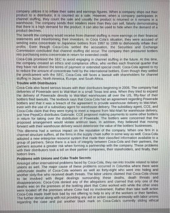 Solved FINAL EXAM CASE STUDY "CocaCola has the most