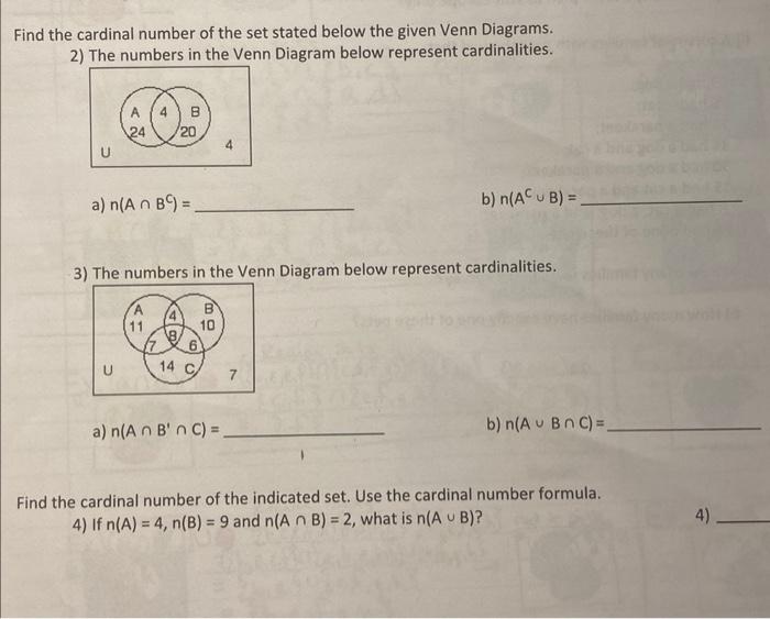 Solved Find The Cardinal Number Of The Set Stated Below The | Chegg.com