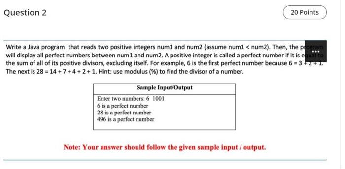 Solved Question 2 20 Points Write a Java program that reads | Chegg.com