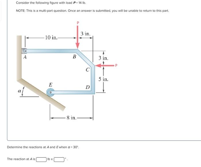 Solved Consider the following figure with load P=14lb. NOTE: | Chegg.com
