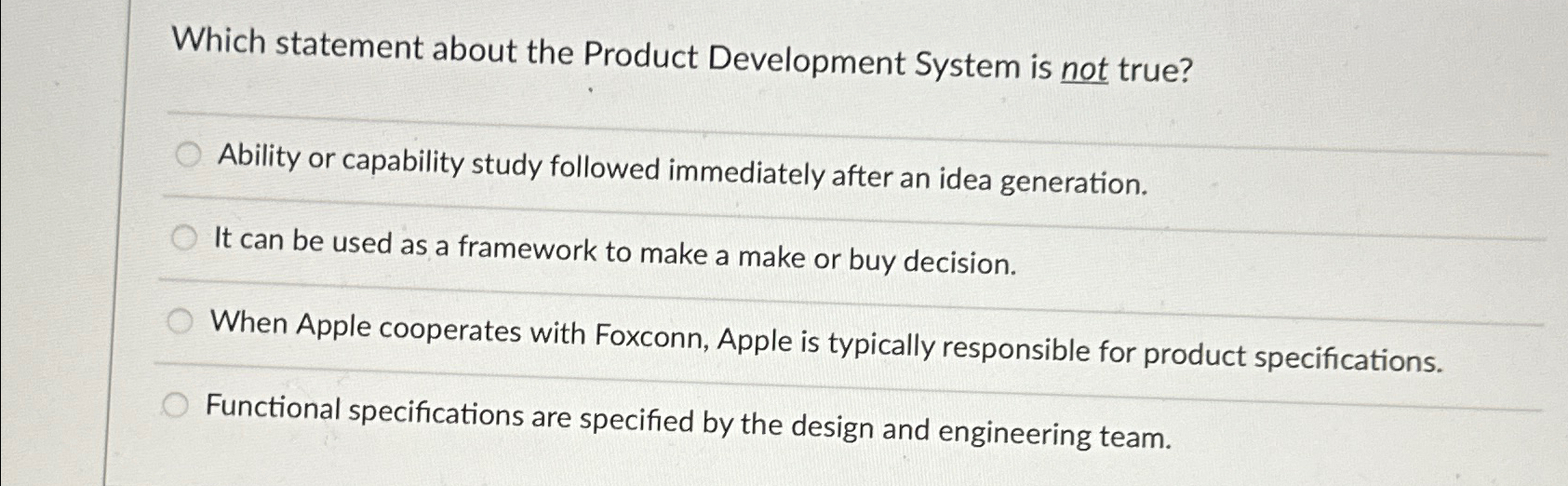 Solved Which statement about the Product Development System | Chegg.com