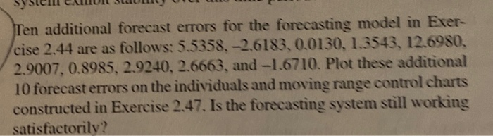Ten additional forecast errors for the forecasting | Chegg.com