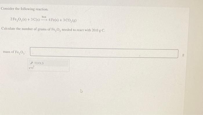 Solved Consider the following reaction. 2Fe2O3( | Chegg.com