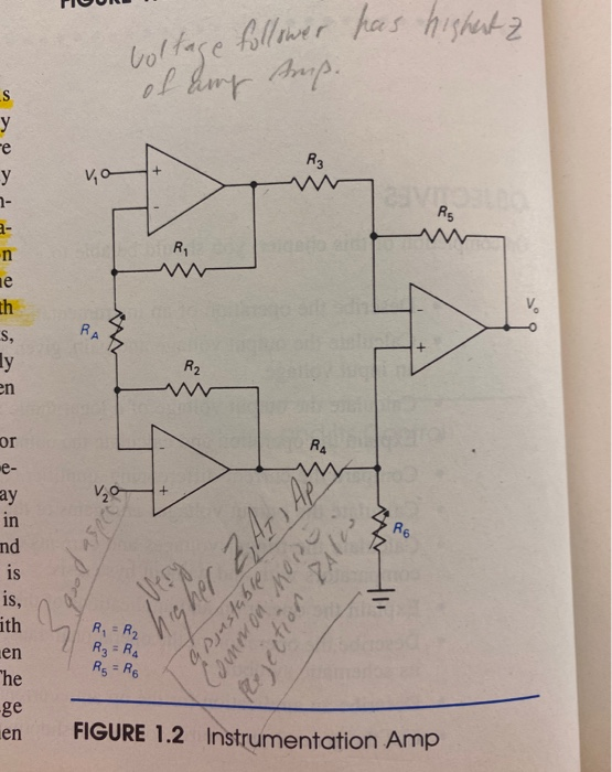 Solved 2. The Instrumentation Amplifier Shown In Figure 1.2 | Chegg.com